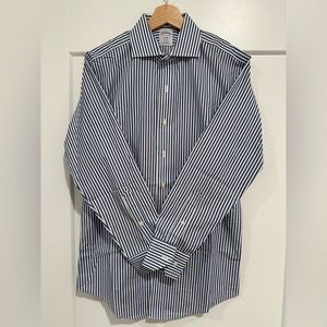 Brooks Brothers Navy and White Striped Dress Shirt